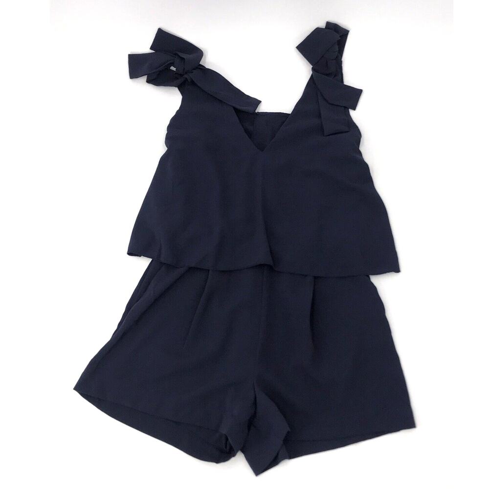 H&M Navy Blue Sleeveless Split Open Back Romper Size 6